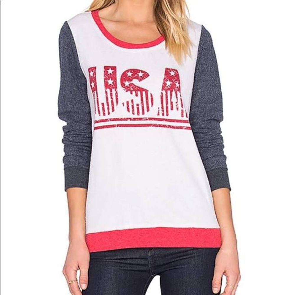 Revolve Chaser USA Pullover Sweatshirt Red-White-Blue Size Medium NWT